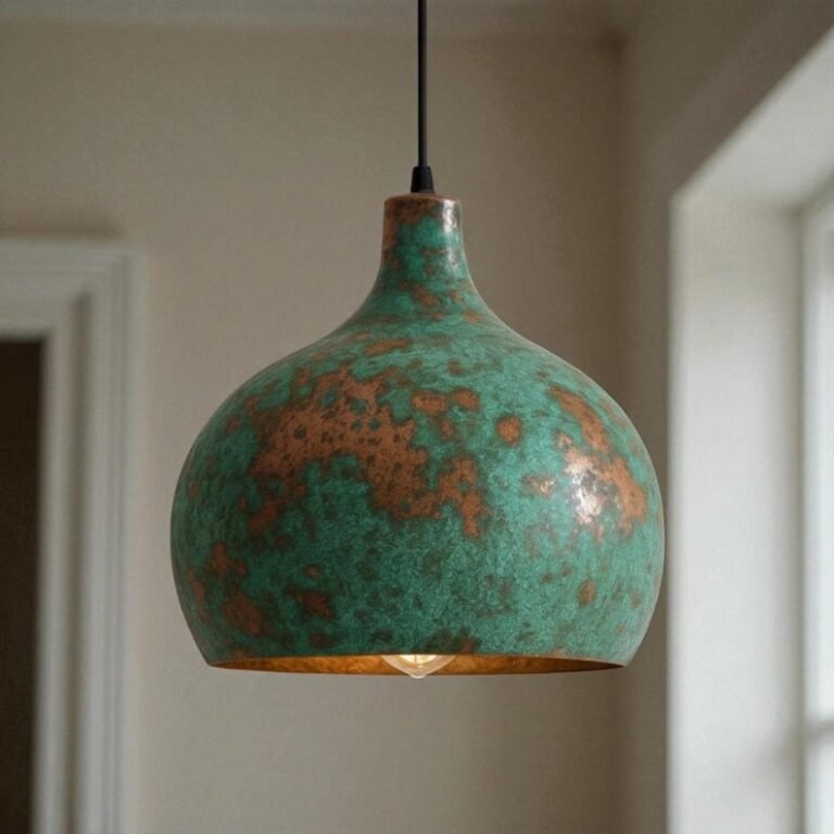 Green Patina Copper Pendant Light, Handmade Moroccan Dome Ceiling Lamp, Rustic Kitchen Island Chandelier with Vintage Verdigris Finish