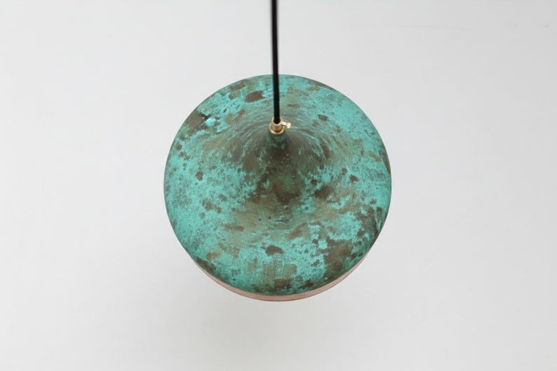 Handmade Moroccan Brass Pendant Light – Turquoise Verdigris Patina Onion Dome Hanging Lamp with Hammered Copper Brass Band, Boho Mediterranean Ceiling Light for Kitchen Island, Dining Room, Bedroom & Entryway