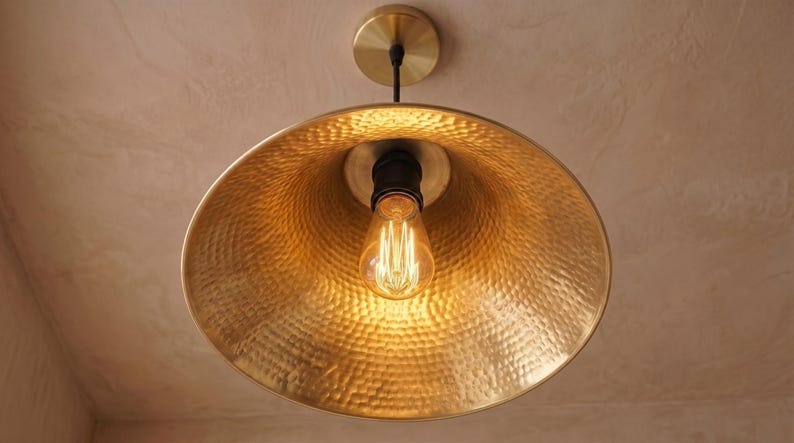 Handmade Brass Moroccan Pendant Light – Verdigris Green Patina & Hammered Brass Dome Kitchen Island Hanging Lamp, Boho Farmhouse Ceiling Light Fixture