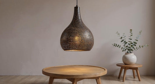 Perforated Teardrop Copper Pendant Light, Handmade Moroccan Pierced Copper Chandelier, Rustic Kitchen Island Hanging Lamp, Boho Farmhouse Ceiling Light Fixture