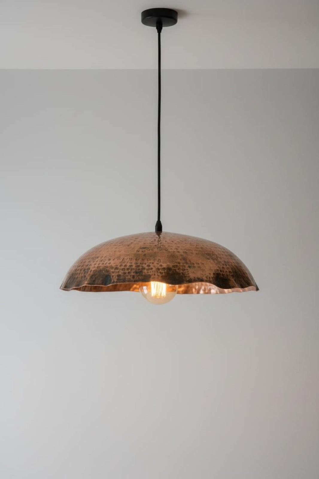 Hammered Brass Scalloped Dome Pendant Light – Antique Copper Moroccan Kitchen Island Chandelier