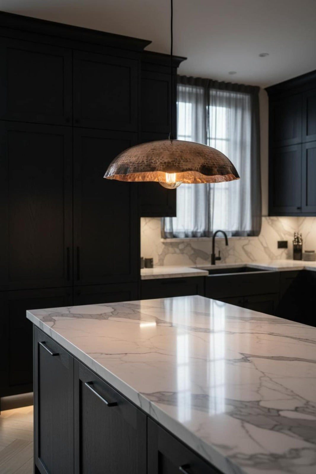 Hammered Brass Scalloped Dome Pendant Light – Antique Copper Moroccan Kitchen Island Chandelier