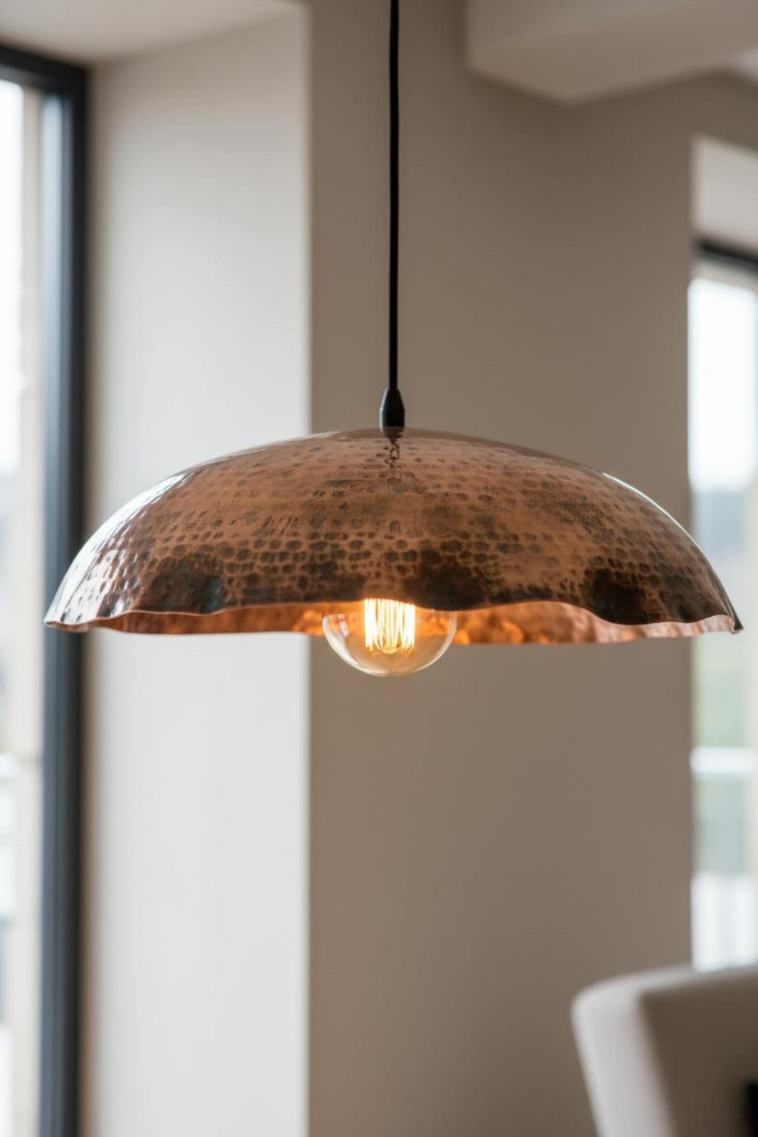 Hammered Brass Scalloped Dome Pendant Light – Antique Copper Moroccan Kitchen Island Chandelier