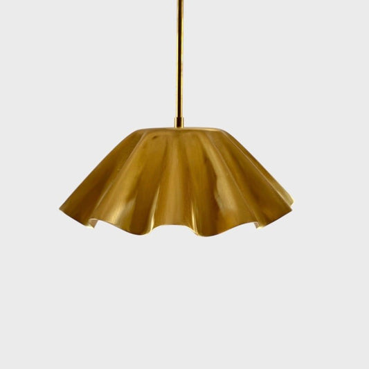 Small Fluted Brass Pendant Light, Handmade Moroccan Scalloped Brass Hanging Lamp, Gold Brass Kitchen Island Chandelier, Modern Rustic Boho Ceiling Light Fixture