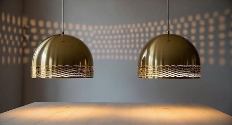 Large Antique Brass Dome Pendant Light, Handmade Moroccan Pierced Brass Kitchen Island Chandelier, Oversized Gold Brass Hanging Lamp, Rustic Boho Farmhouse Ceiling Light Fixture