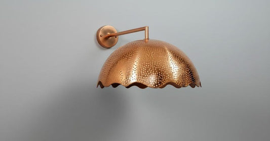 Handmade Brass Wall Sconce Light – Copper Dome Moroccan Wall Lamp, Rustic Brass Bedside Sconce, Vintage Bathroom Vanity & Hallway Light Fixture
