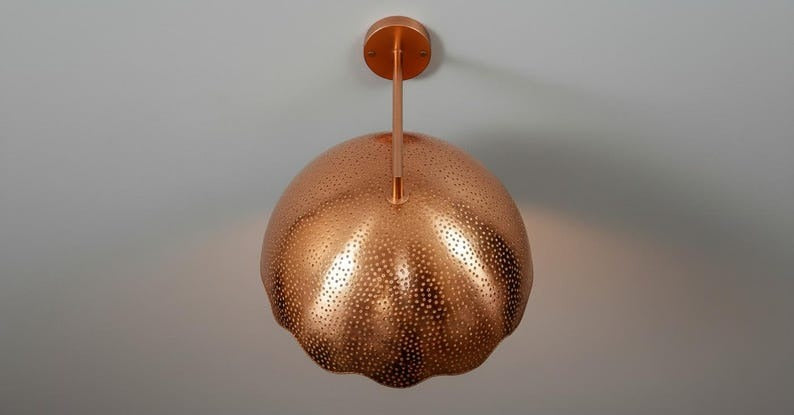 Handmade Brass Wall Sconce Light – Copper Dome Moroccan Wall Lamp, Rustic Brass Bedside Sconce, Vintage Bathroom Vanity & Hallway Light Fixture