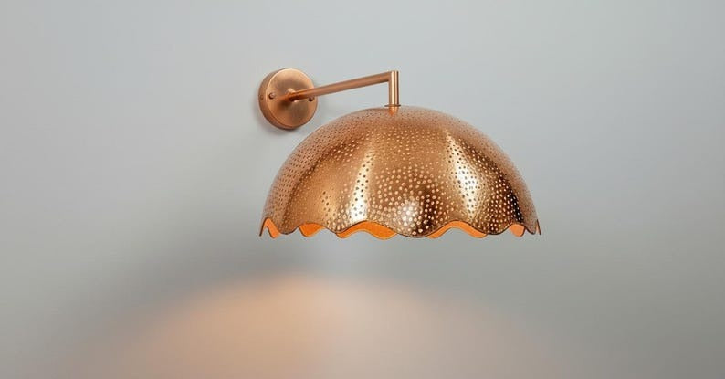 Handmade Brass Wall Sconce Light – Copper Dome Moroccan Wall Lamp, Rustic Brass Bedside Sconce, Vintage Bathroom Vanity & Hallway Light Fixture