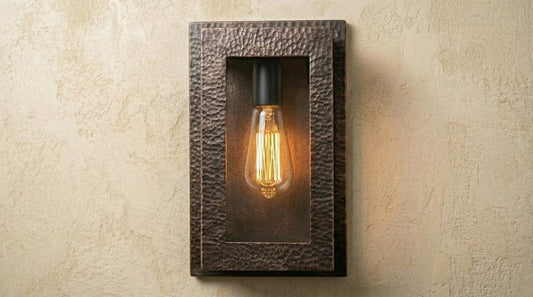 Handmade Brass Wall Sconce – Black Hammered Brass Box Lantern Wall Light with Glass Panels, Moroccan Rustic Industrial Wall Lamp Fixture