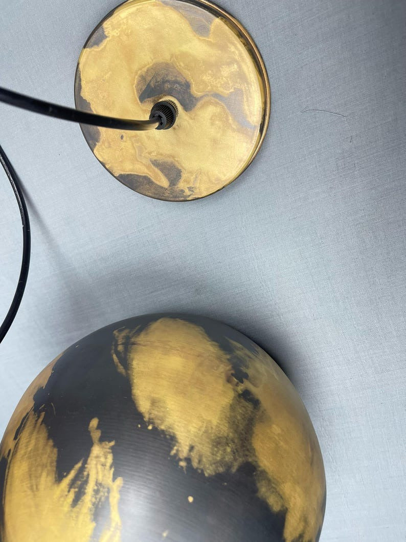 Handmade Moroccan Brass Globe Pendant Light – Black and Gold Spherical Ceiling Lamp with Artistic Aged Finish and Modern Statement Design