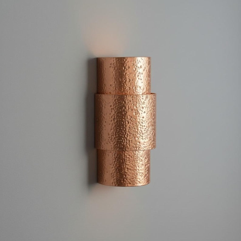 Handmade Moroccan Brass Wall Sconce – Hammered Copper Brass Tiered Wall Light with Up and Down Glow, Modern Art Deco Lamp for Bedroom, Hallway, Entryway & Living Room