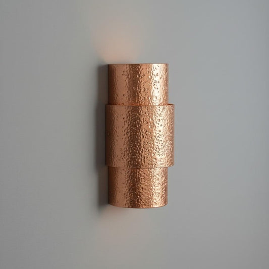 Handmade Moroccan Brass Wall Sconce – Hammered Copper Brass Tiered Wall Light with Up and Down Glow, Modern Art Deco Lamp for Bedroom, Hallway, Entryway & Living Room