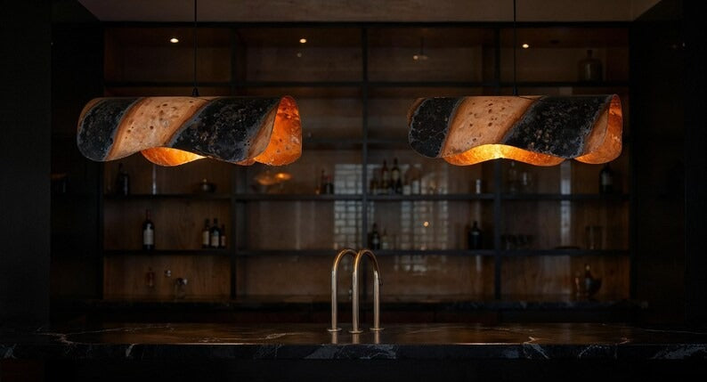 Twisted Copper Pendant Light, Handmade Moroccan Blackened Copper Chandelier, Rustic Hammered Kitchen Island Hanging Lamp, Industrial Boho Farmhouse Ceiling Light Fixture