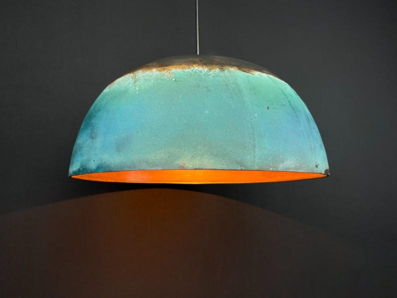 Handmade Moroccan Brass Pendant Light – Large Black Dome Ceiling Lamp with Gold Interior, Modern Minimalist Design & Warm Downlight