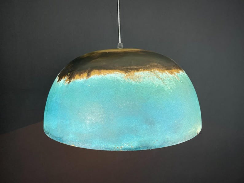 Handmade Moroccan Brass Pendant Light – Large Black Dome Ceiling Lamp with Gold Interior, Modern Minimalist Design & Warm Downlight