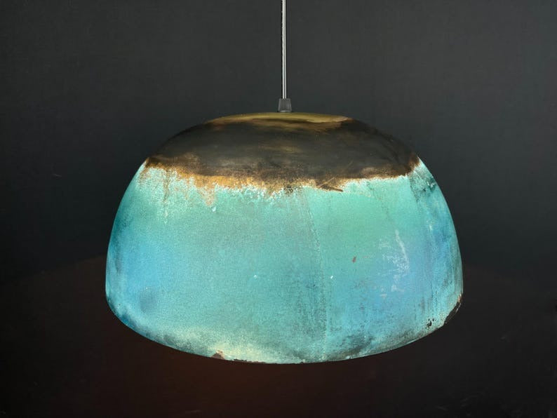 Handmade Moroccan Brass Pendant Light – Large Black Dome Ceiling Lamp with Gold Interior, Modern Minimalist Design & Warm Downlight