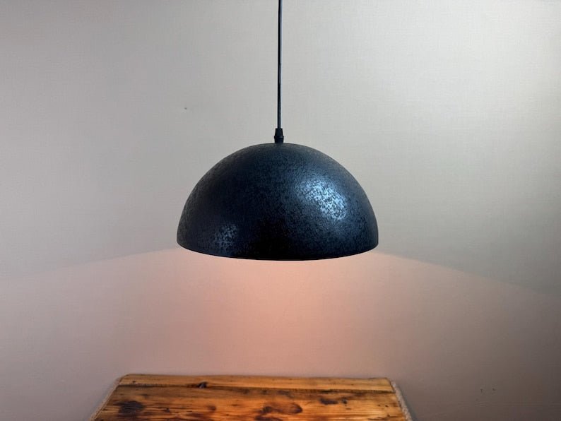 Dark Blue Copper Dome Pendant Light, Handmade Moroccan Wide Copper Chandelier, Navy Patina Kitchen Island Hanging Lamp, Rustic Boho Farmhouse Ceiling Light Fixture