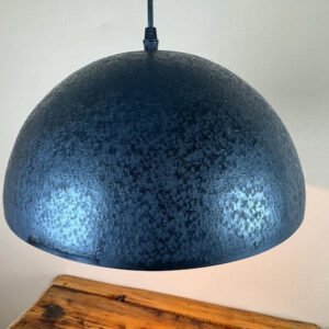 Dark Blue Copper Dome Pendant Light, Handmade Moroccan Wide Copper Chandelier, Navy Patina Kitchen Island Hanging Lamp, Rustic Boho Farmhouse Ceiling Light Fixture