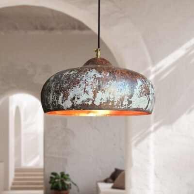 Aged Patina Brass Dome Pendant Moroccan