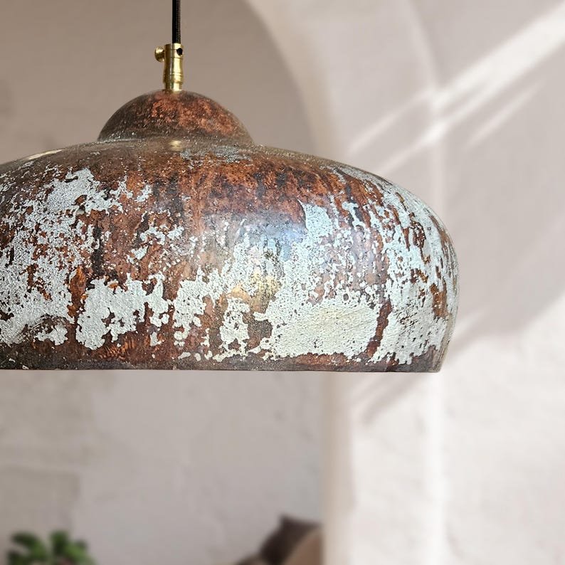 Aged Patina Brass Dome Pendant Moroccan