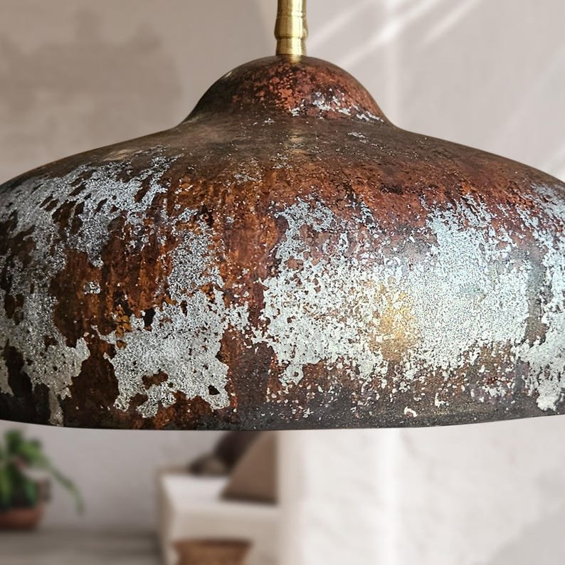Aged Patina Brass Dome Pendant Moroccan