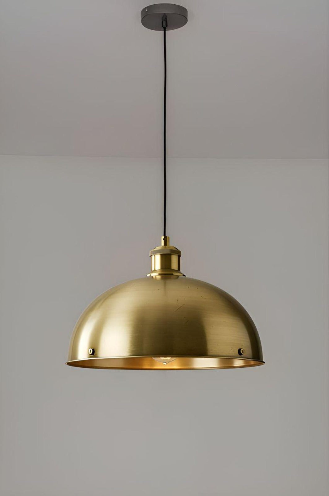 Handmade Brass Pendant Light – Moroccan Brushed Gold Dome Hanging Lamp with Warm Brass Interior for Kitchen Island, Dining Room & Boho Home Décor