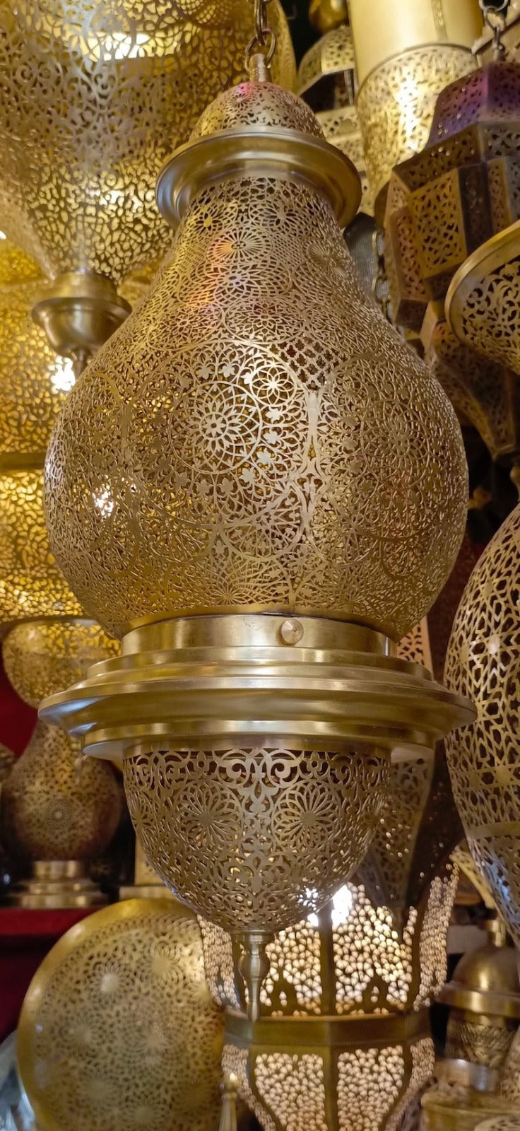 Large Moroccan Pierced Brass Lantern Chandelier, Handmade Moorish Palace Pendant Light, Luxury Gold Arabic Hanging Lamp, Boho Filigree Shadow Ceiling Light Fixture