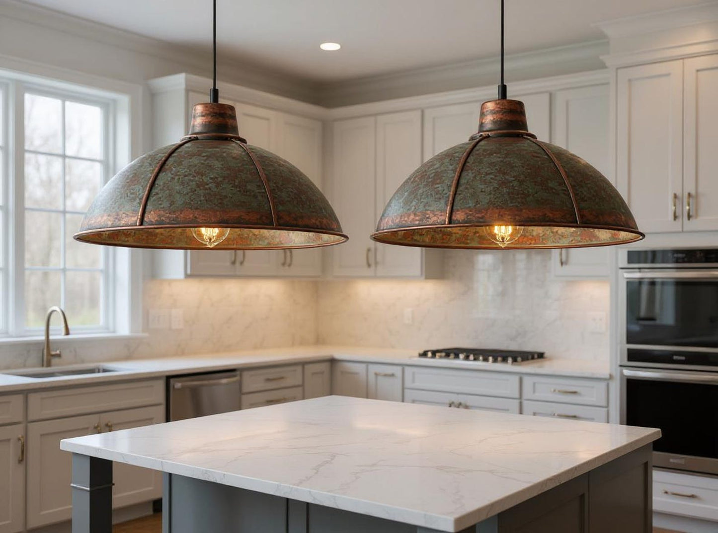 Framed Green Patina Copper Dome Pendant Light, Handmade Moroccan Verdigris Copper Chandelier, Rustic Kitchen Island Hanging Lamp, Boho Farmhouse Ceiling Light Fixture