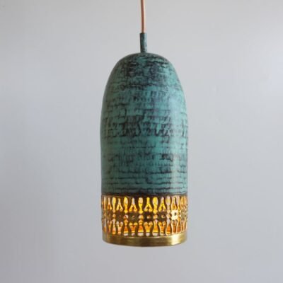 Turquoise Patina Brass Cylinder Pendant Light, Handmade Moroccan Pierced Hanging Lamp, Rustic Verdigris Kitchen Island Chandelier, Boho Farmhouse Ceiling Light Fixture