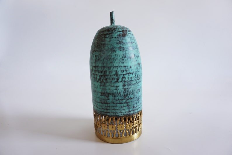 Turquoise Patina Brass Cylinder Pendant Light, Handmade Moroccan Pierced Hanging Lamp, Rustic Verdigris Kitchen Island Chandelier, Boho Farmhouse Ceiling Light Fixture