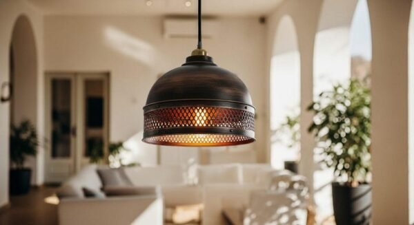 Dark Antique Copper Pierced Pendant Light, Handmade Moroccan Perforated Dome Chandelier, Rustic Bronze Copper Kitchen Island Hanging Lamp, Boho Farmhouse Ceiling Light Fixture