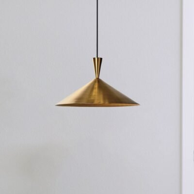 Modern Brass Cone Pendant Light, Handmade Moroccan Gold Brass Saucer Chandelier, Minimalist Kitchen Island Hanging Lamp, Mid Century Boho Ceiling Light Fixture
